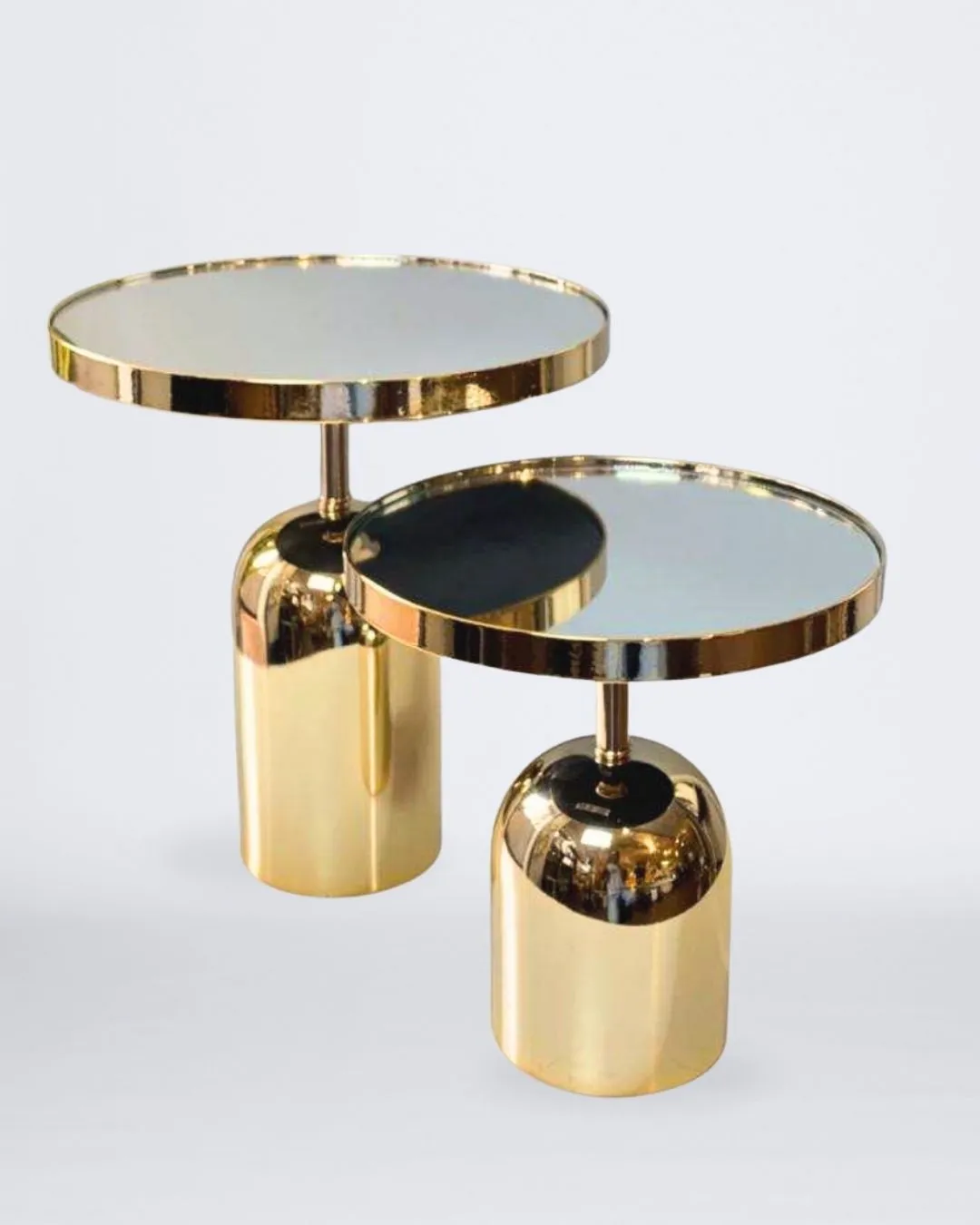 SET X2 BASE CILÍNDRICA DE PASTELES DORADAS DE METAL CON ESPEJO